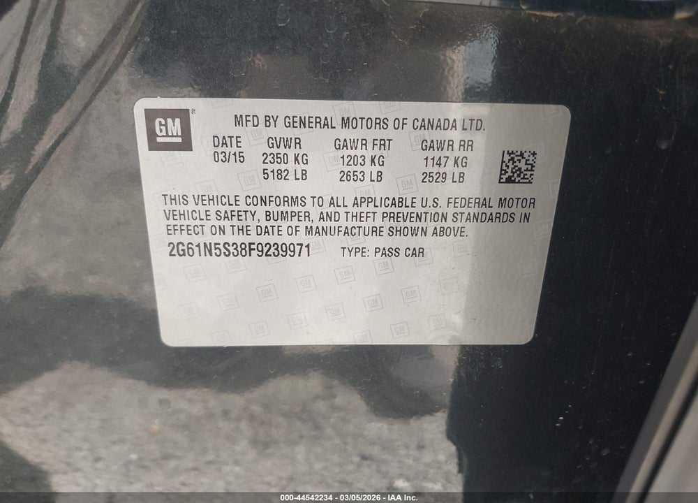2015 CADILLAC XTS LUXURY VIN: 2G61N5S38F9239971