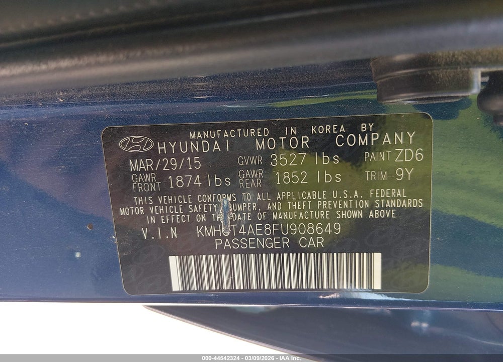 2015 HYUNDAI ACCENT GLS VIN: KMHCT4AE8FU908649