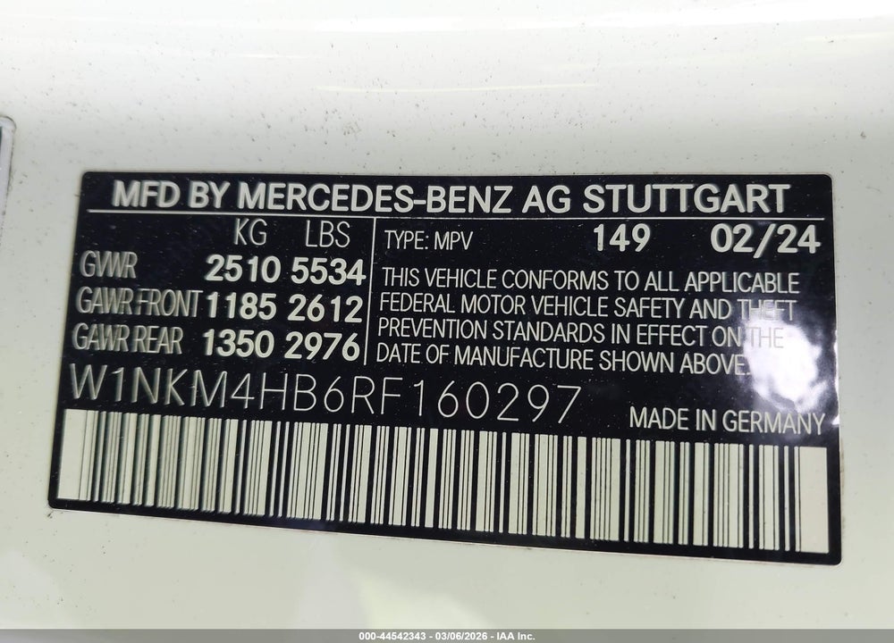 2024 MERCEDES-BENZ GLC 300 4MATIC SUV VIN: W1NKM4HB6RF160297