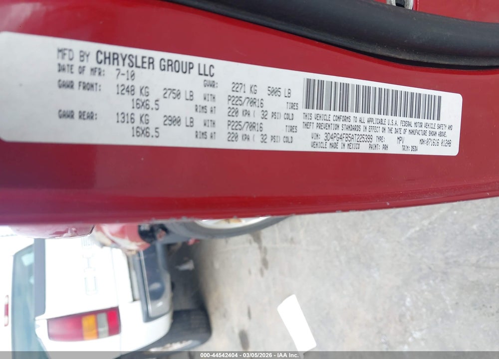 2010 DODGE JOURNEY SE VIN: 3D4PG4FB5AT225399