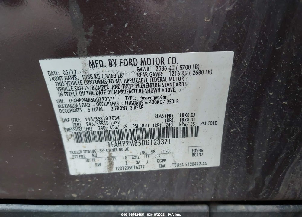 2013 FORD POLICE INTERCEPTOR VIN: 1FAHP2M85DG123371