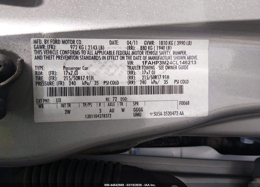 2012 FORD FOCUS SEL VIN: 1FAHP3M24CL146213
