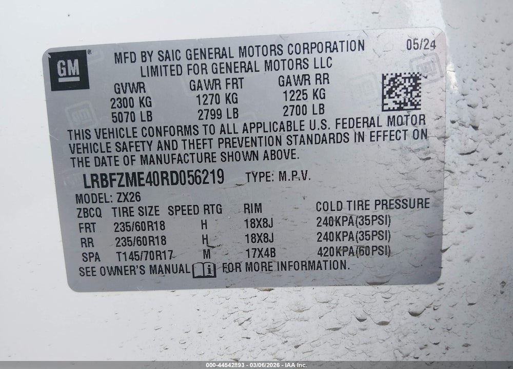 2024 BUICK ENVISION PREFERRED AWD VIN: LRBFZME40RD056219