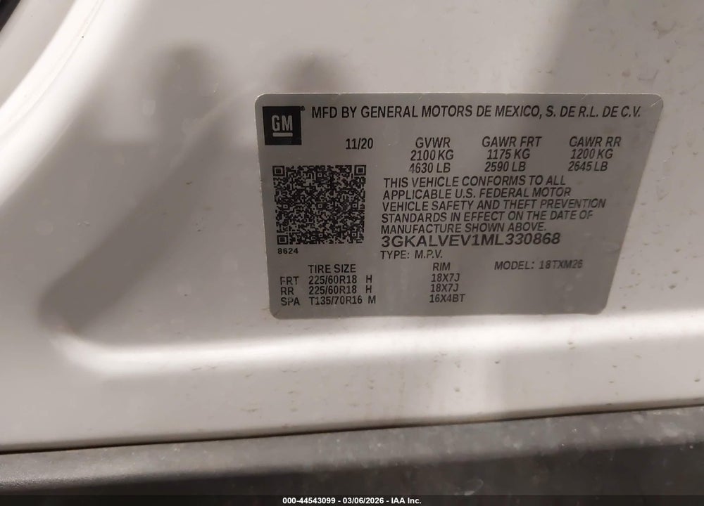 2021 GMC TERRAIN AWD SLT VIN: 3GKALVEV1ML330868