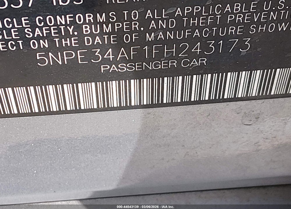 2015 HYUNDAI SONATA LIMITED VIN: 5NPE34AF1FH243173