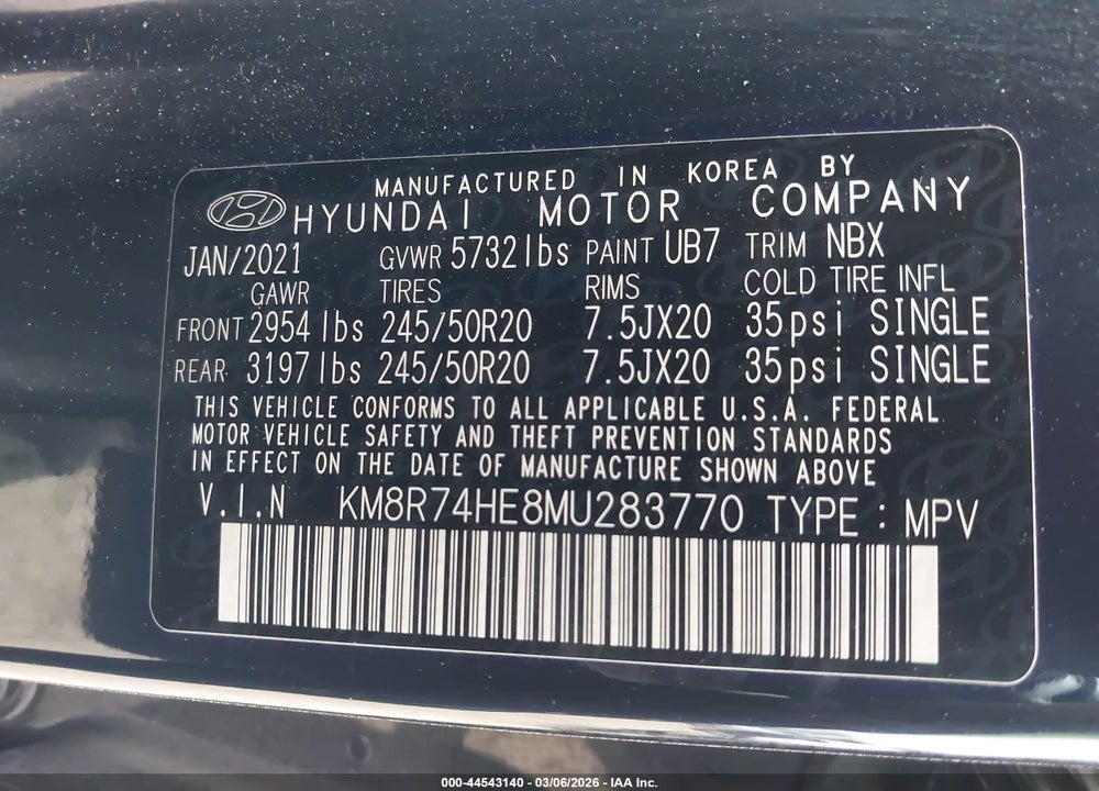2021 HYUNDAI PALISADE CALLIGRAPHY VIN: KM8R74HE8MU283770