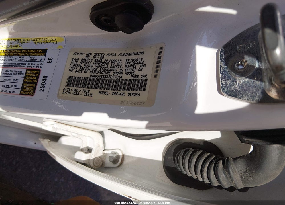 2010 TOYOTA COROLLA LE VIN: 1NXBU4EE5AZ277614