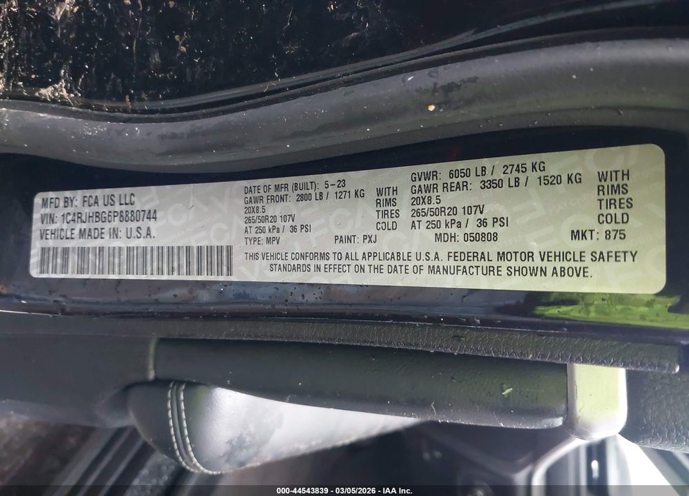 2023 JEEP GRAND CHEROKEE LIMITED 4X4 VIN: 1C4RJHBG6P8880744