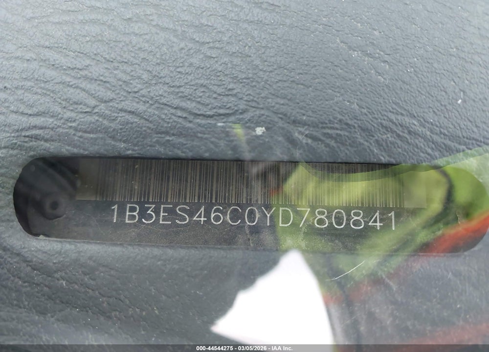 2000 DODGE NEON HIGHLINE VIN: 1B3ES46C0YD780841