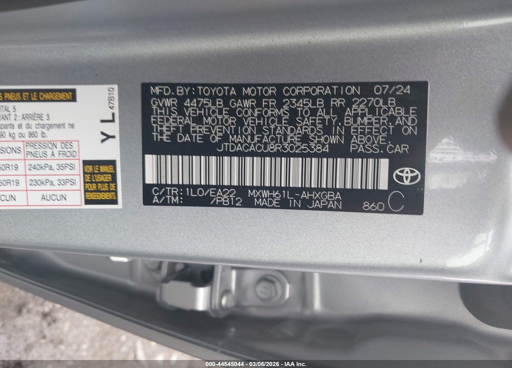 2024 TOYOTA PRIUS PRIME XSE VIN: JTDACACU8R3025384