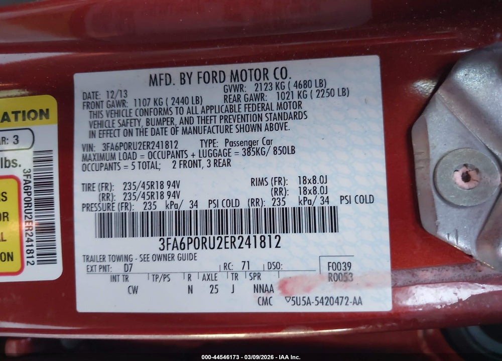 2014 FORD FUSION HYBRID TITANIUM VIN: 3FA6P0RU2ER241812
