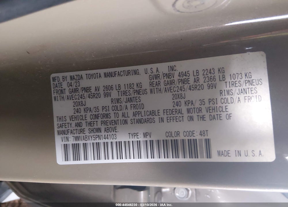 2023 MAZDA CX-50 2.5 TURBO VIN: 7MMVABXY5PN144103