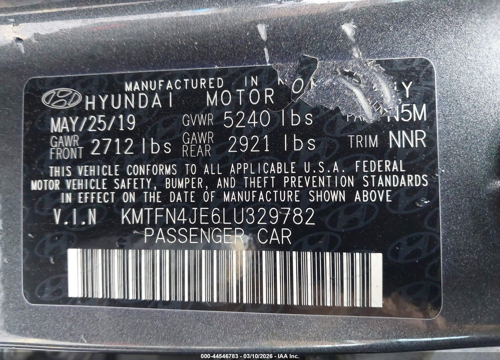 2020 GENESIS G80 3.8 RWD VIN: KMTFN4JE6LU329782