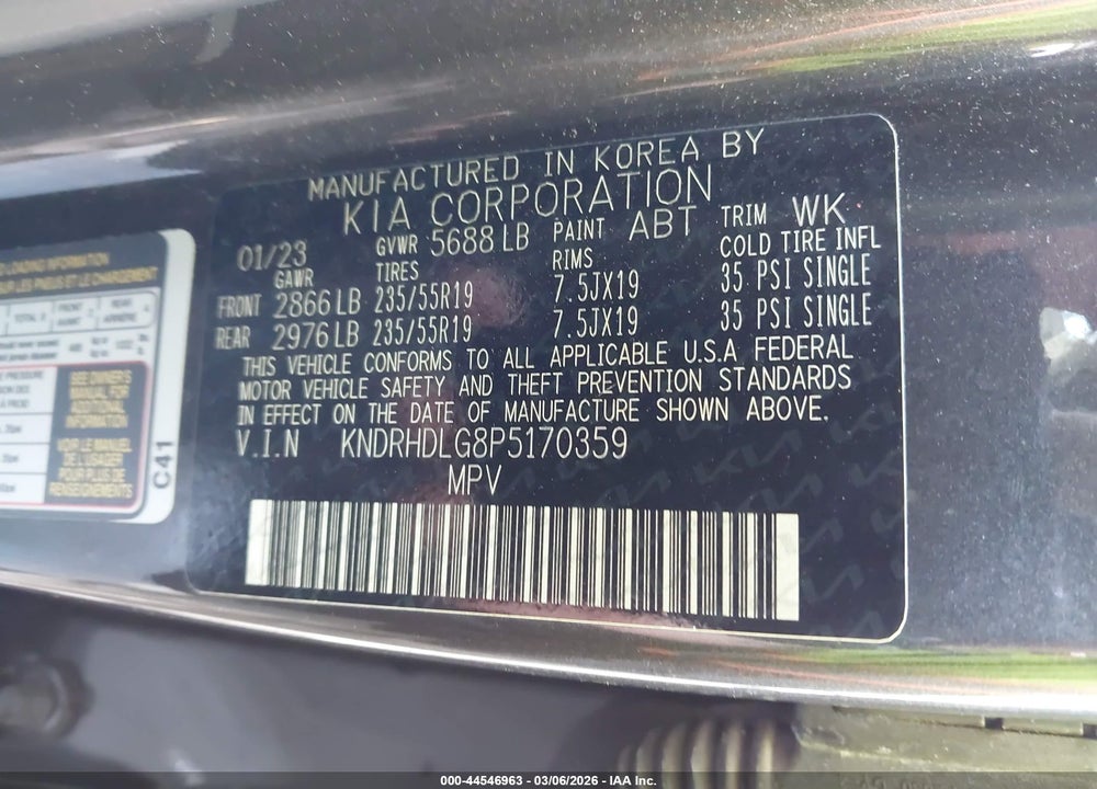 2023 KIA SORENTO HYBRID EX VIN: KNDRHDLG8P5170359