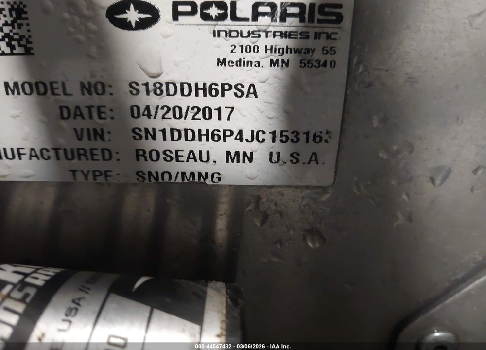 2018 POLARIS PRO R600 VIN: SN1DDH6P4JC153163