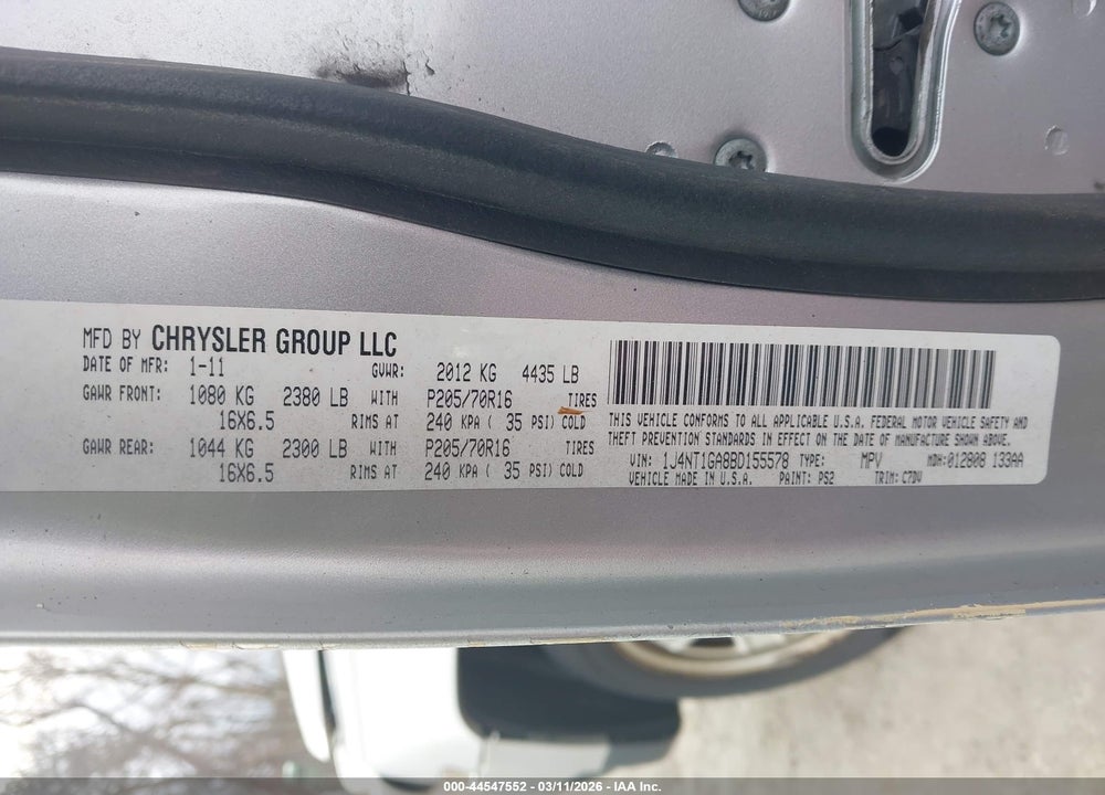 2011 JEEP PATRIOT SPORT VIN: 1J4NT1GA8BD155578