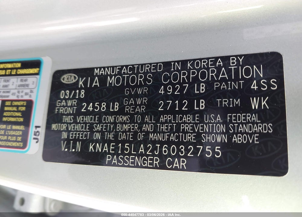 2018 KIA STINGER VIN: KNAE15LA2J6032755