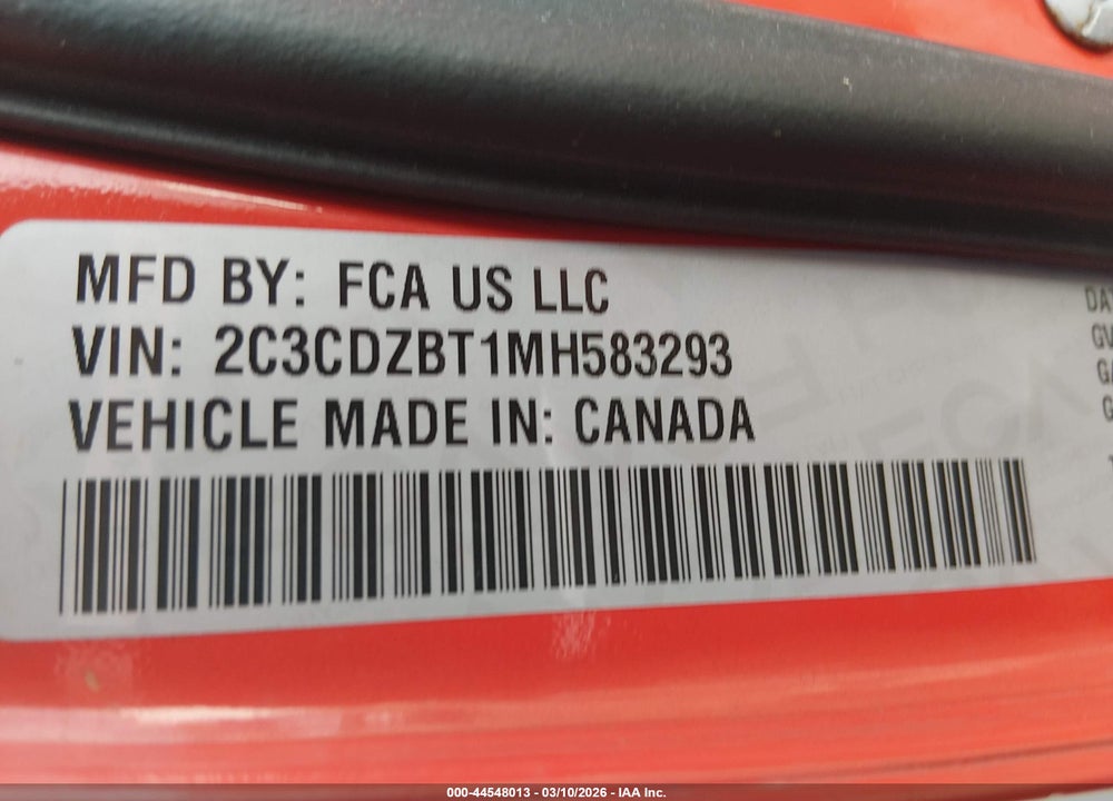2021 DODGE CHALLENGER R/T VIN: 2C3CDZBT1MH583293
