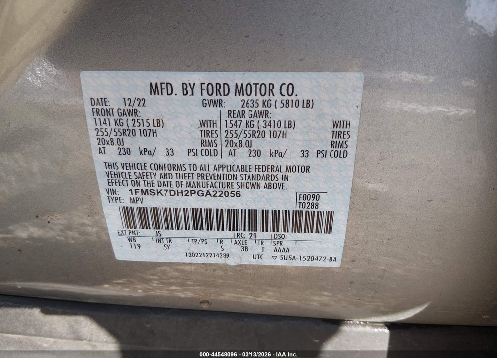 2023 FORD EXPLORER XLT VIN: 1FMSK7DH2PGA22056