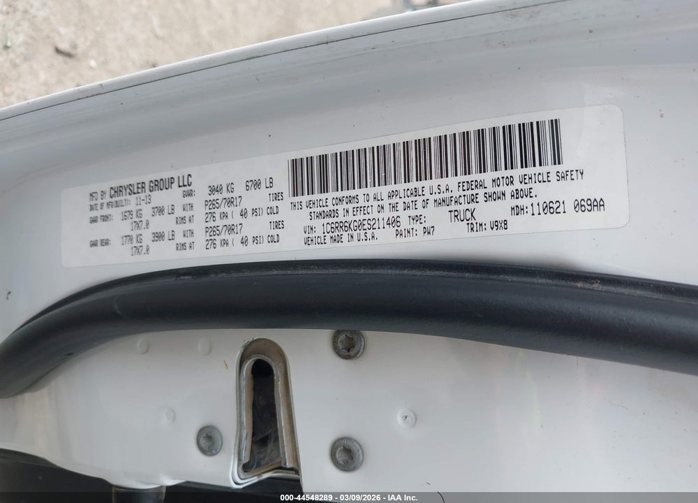 2014 RAM 1500 TRADESMAN VIN: 1C6RR6KG0ES211406