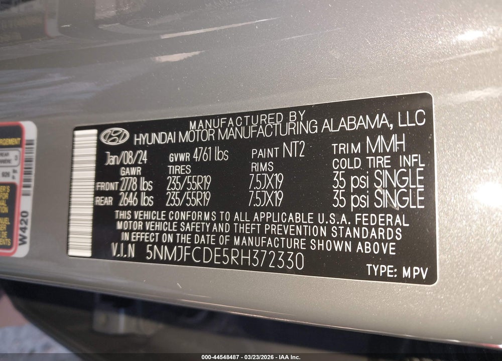 2024 HYUNDAI TUCSON SEL VIN: 5NMJFCDE5RH372330