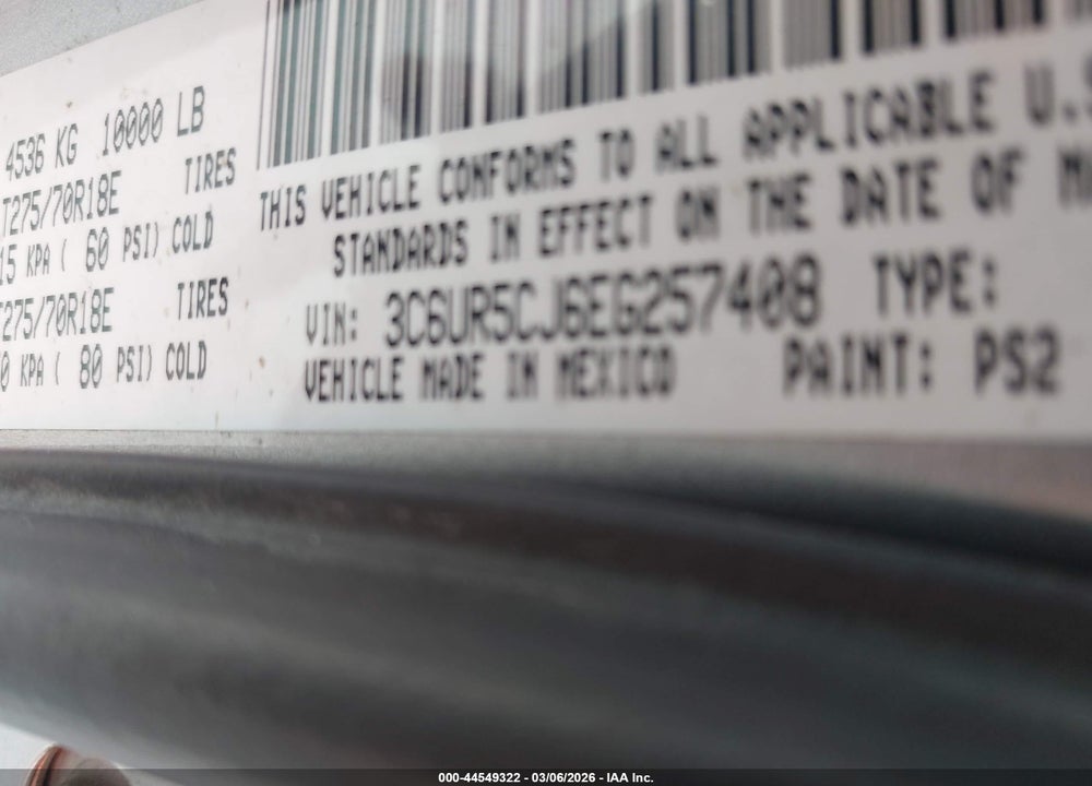 2014 RAM 2500 TRADESMAN VIN: 3C6UR5CJ6EG257408