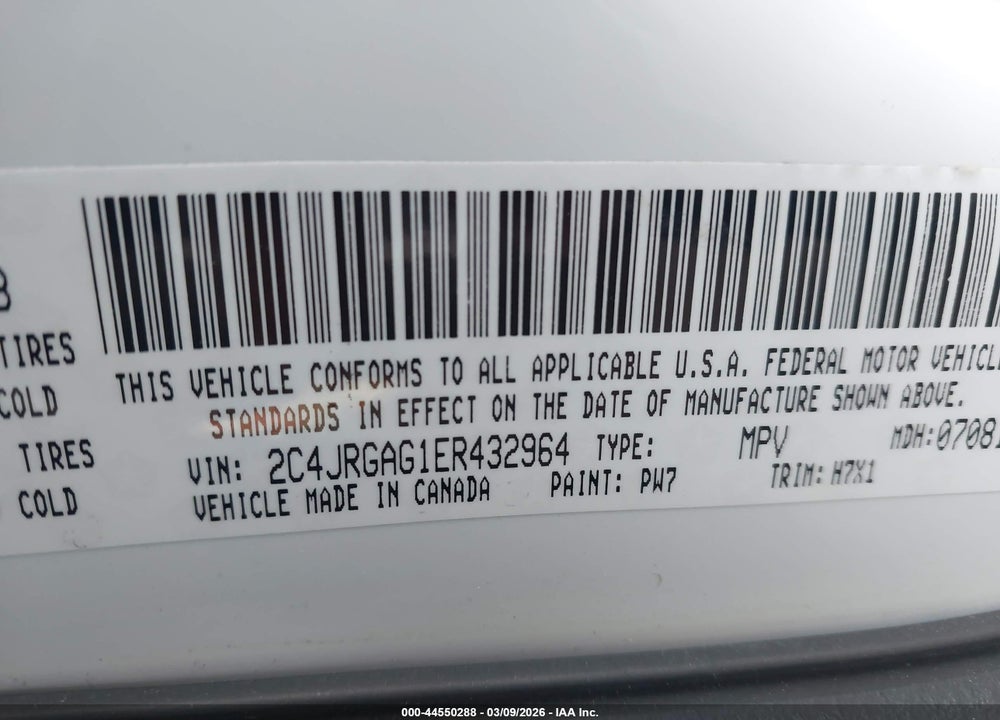2014 RAM CARGO TRADESMAN VIN: 2C4JRGAG1ER432964