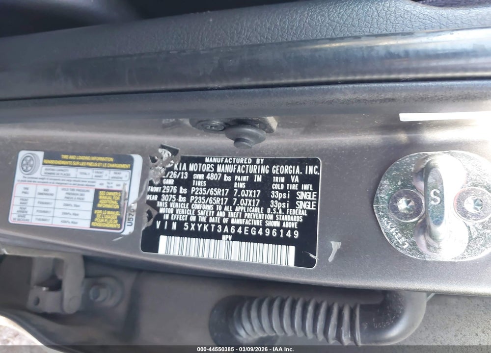 2014 KIA SORENTO LX VIN: 5XYKT3A64EG496149