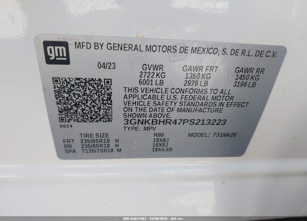 2023 CHEVROLET BLAZER AWD 2LT VIN: 3GNKBHR47PS213223