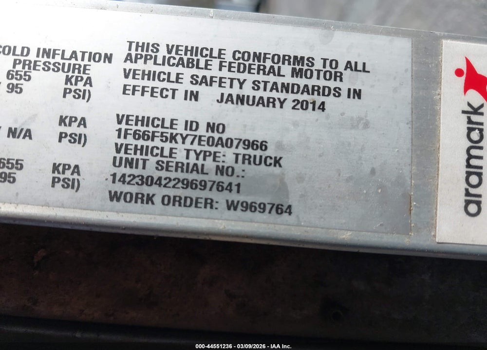 2014 FORD F-59 COMMERCIAL STRIPPED VIN: 1F66F5KY7E0A07966