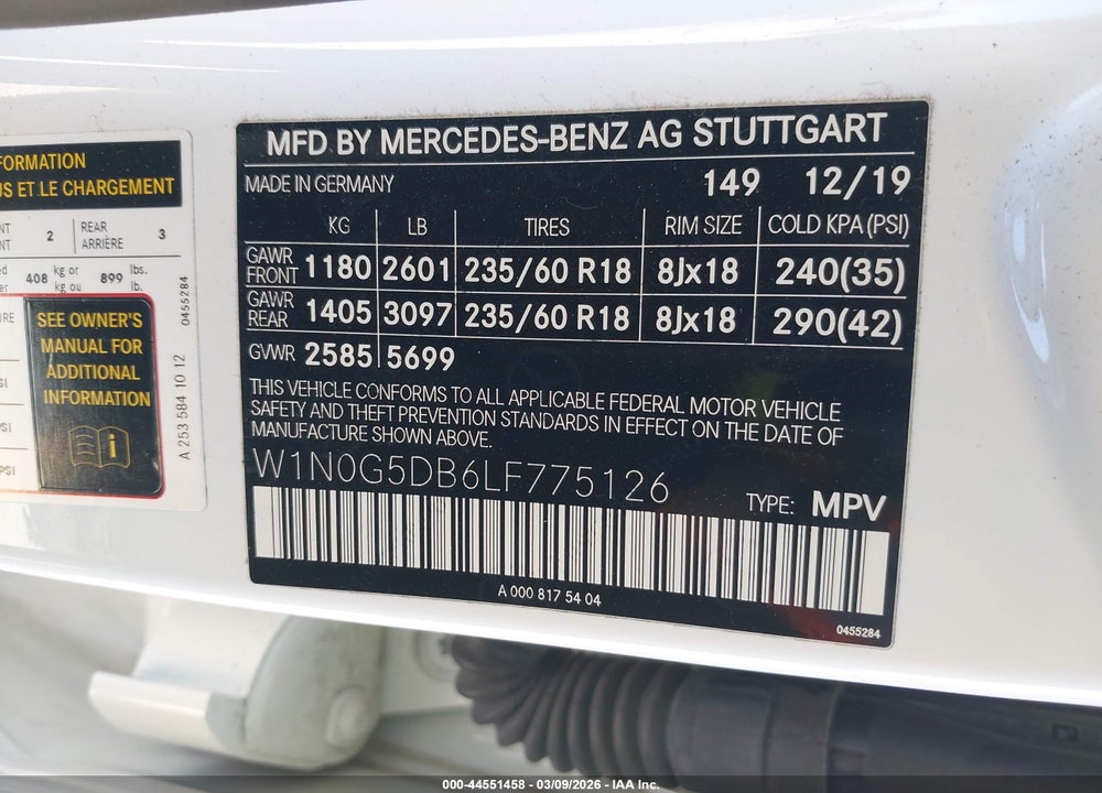 2020 MERCEDES-BENZ GLC 350E 4MATIC VIN: W1N0G5DB6LF775126