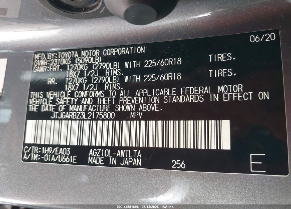 2020 LEXUS NX 300 VIN: JTJGARBZ3L2175800