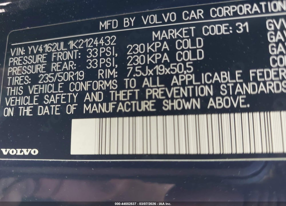 2019 VOLVO XC40 T5 INSCRIPTION VIN: YV4162UL1K2124432