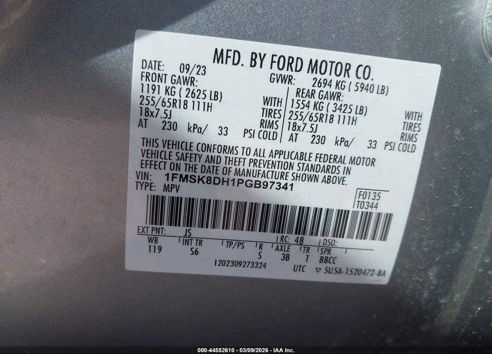 2023 FORD EXPLORER XLT VIN: 1FMSK8DH1PGB97341