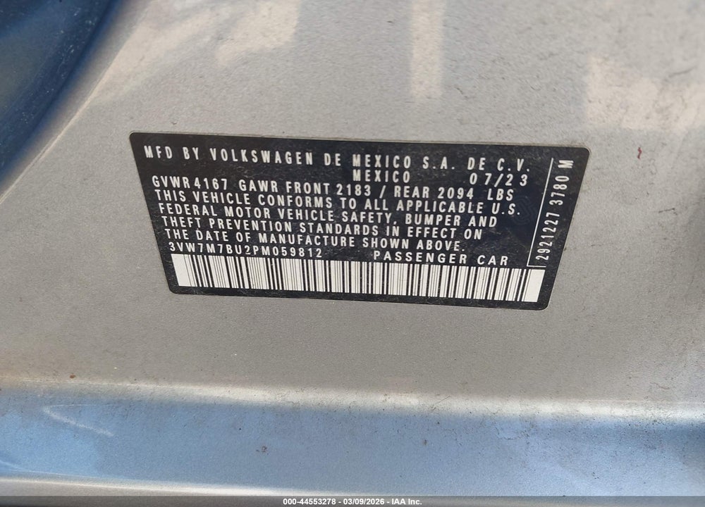 2023 VOLKSWAGEN JETTA 1.5T SE VIN: 3VW7M7BU2PM059812