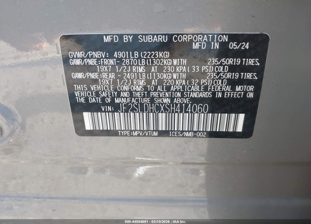 2025 SUBARU FORESTER SPORT VIN: JF2SLDHCXSH414060