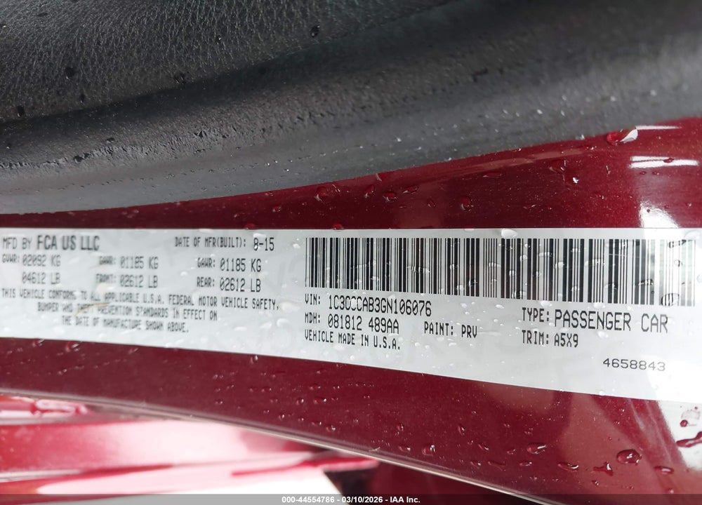 2016 CHRYSLER 200 LIMITED VIN: 1C3CCCAB3GN106076