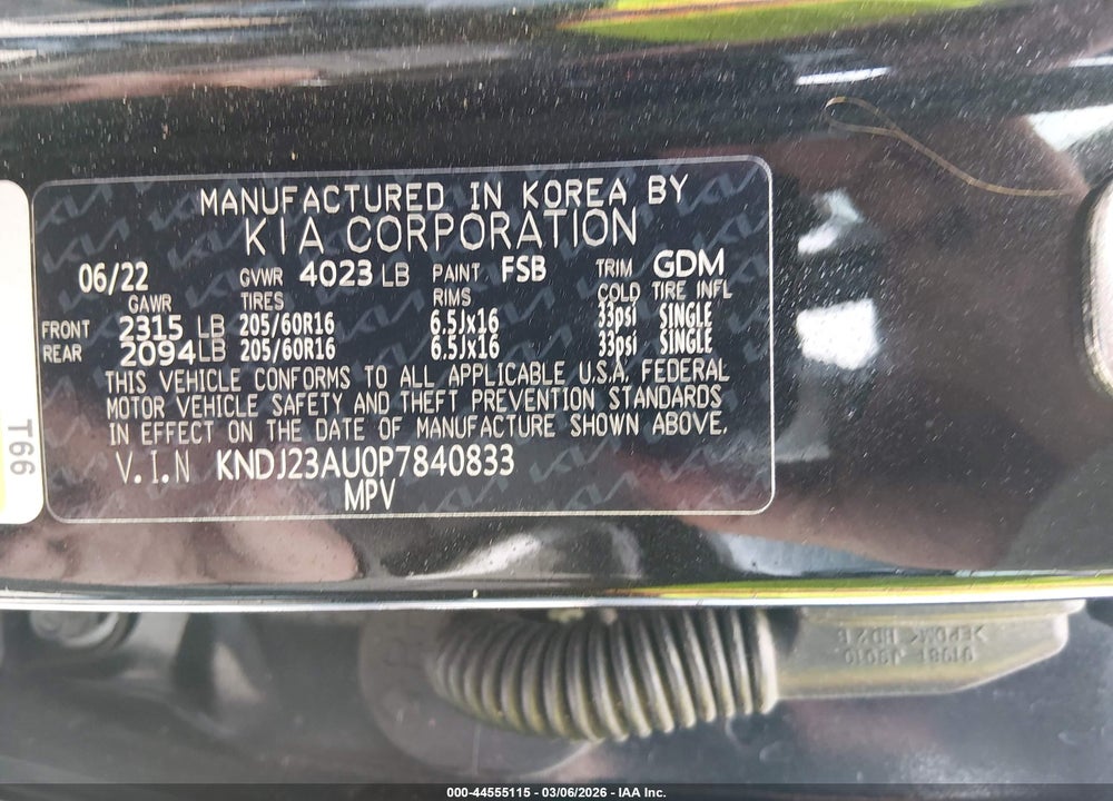 2023 KIA SOUL LX VIN: KNDJ23AU0P7840833