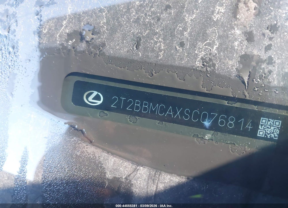 2025 LEXUS RX 350H PREMIUM VIN: 2T2BBMCAXSC076814