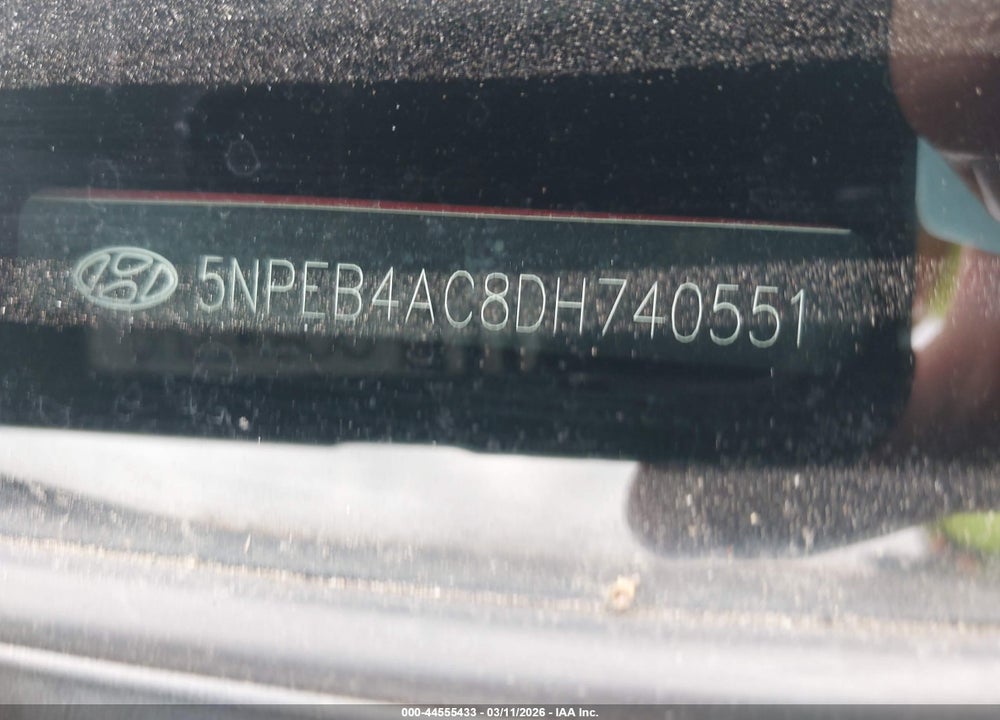 2013 HYUNDAI SONATA GLS VIN: 5NPEB4AC8DH740551