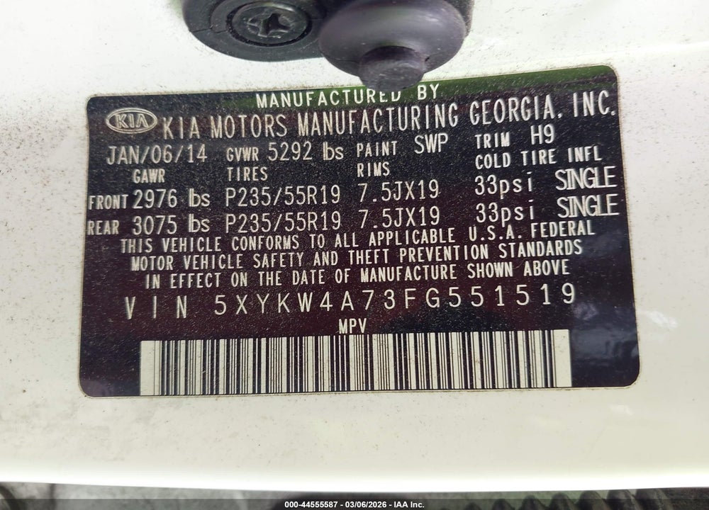 2015 KIA SORENTO SX V6 VIN: 5XYKW4A73FG551519