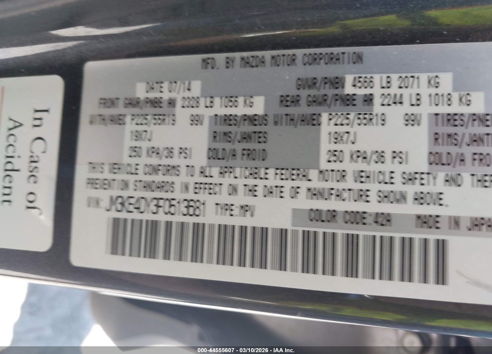 2015 MAZDA CX-5 GRAND TOURING VIN: JM3KE4DY3F0513681