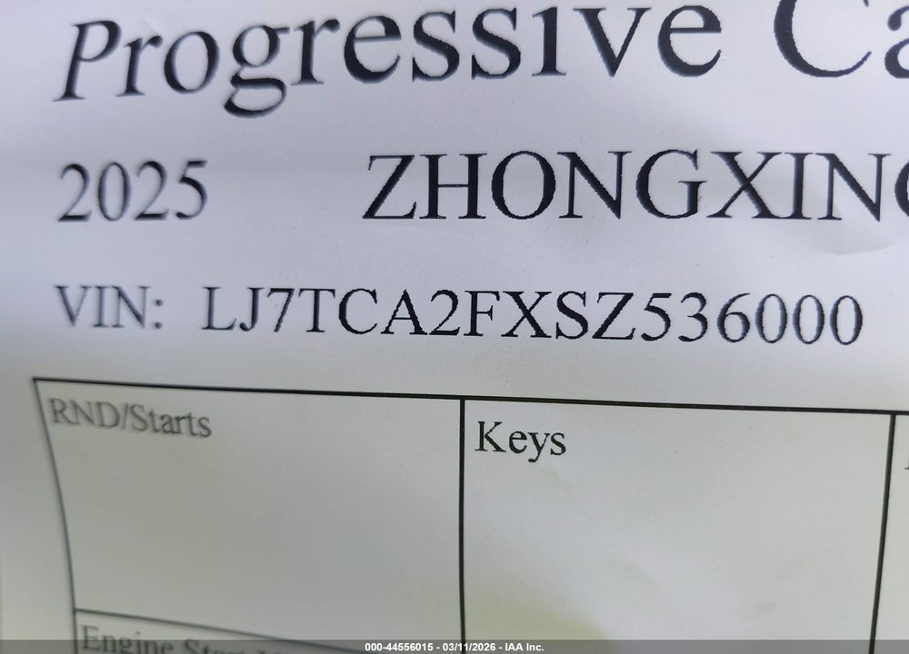 2025 ZHONGXING ZXGS-50E VIN: LJ7TCA2FXSZ536000
