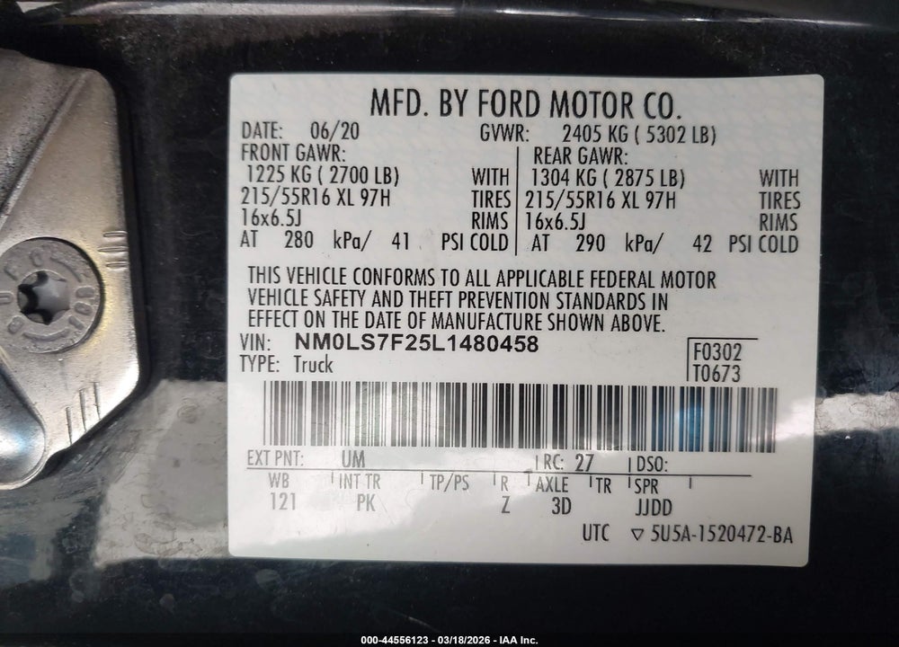 2020 FORD TRANSIT CONNECT XLT VIN: NM0LS7F25L1480458