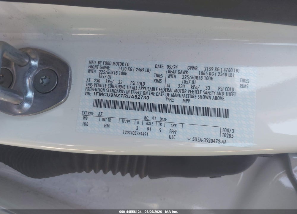 2024 FORD ESCAPE ST-LINE SELECT VIN: 1FMCU9NZ7RUA82730