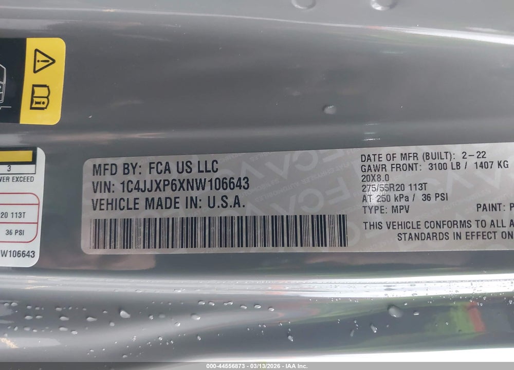 2022 JEEP WRANGLER 4XE UNLIMITED HIGH ALTITUDE 4X4 VIN: 1C4JJXP6XNW106643