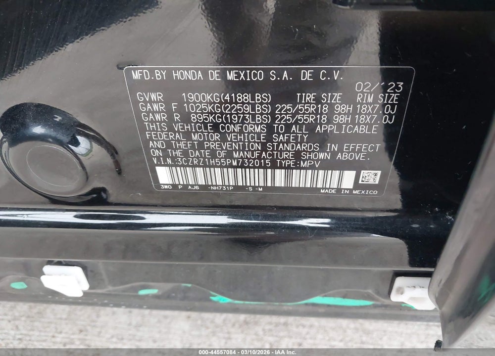 2023 HONDA HR-V 2WD SPORT VIN: 3CZRZ1H55PM732015