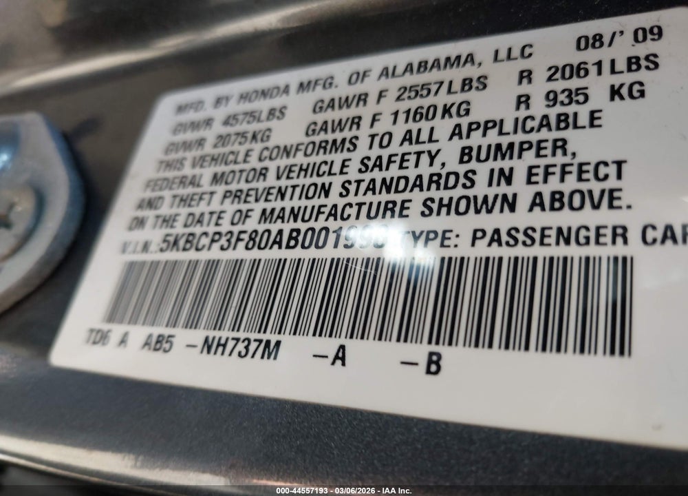 2010 HONDA ACCORD 3.5 EX-L VIN: 5KBCP3F80AB001998