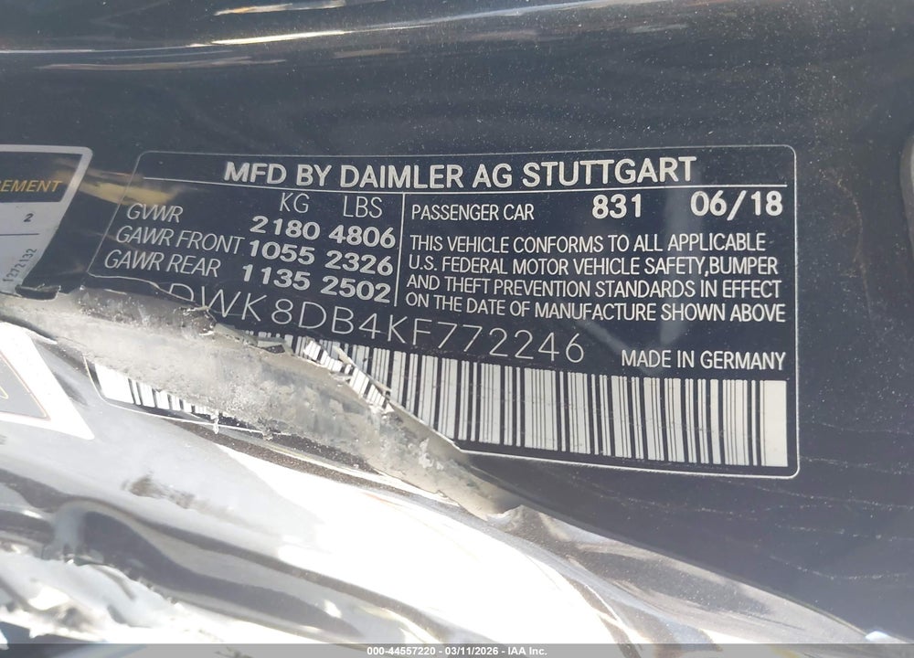 2019 MERCEDES-BENZ C 300 VIN: WDDWK8DB4KF772246