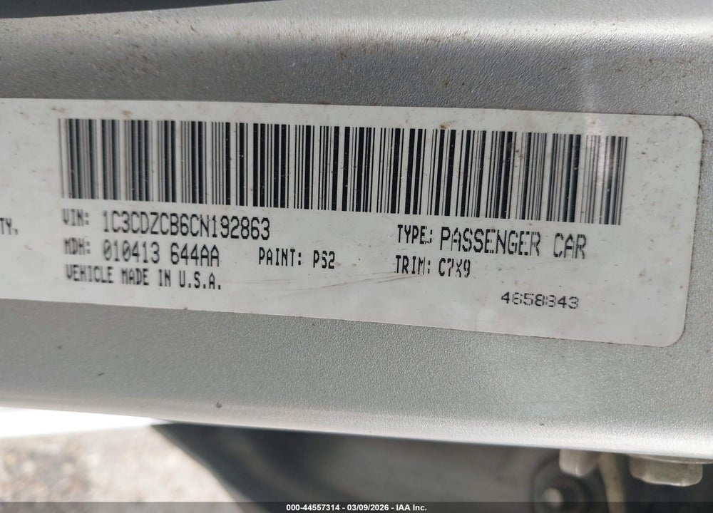 2012 DODGE AVENGER SXT VIN: 1C3CDZCB6CN192863
